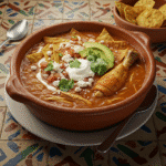 Close-up of authentic Mexican tortilla soup