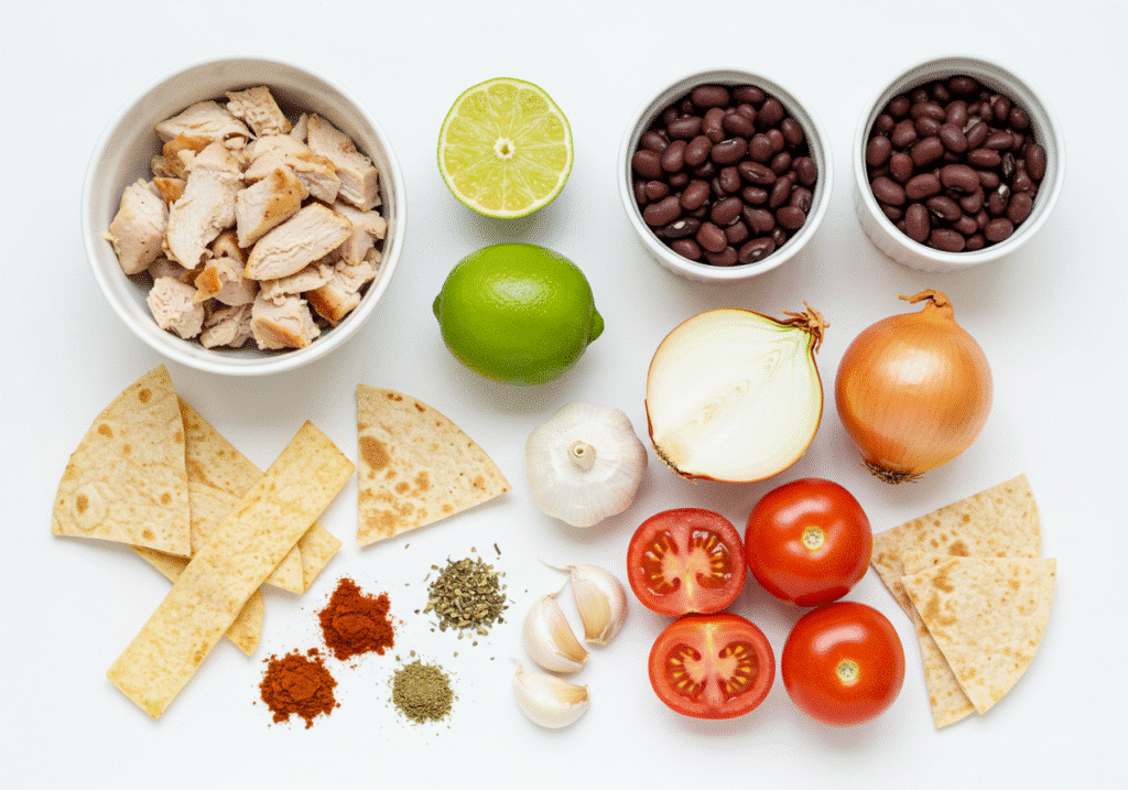 Lean ingredients for healthy tortilla soup
