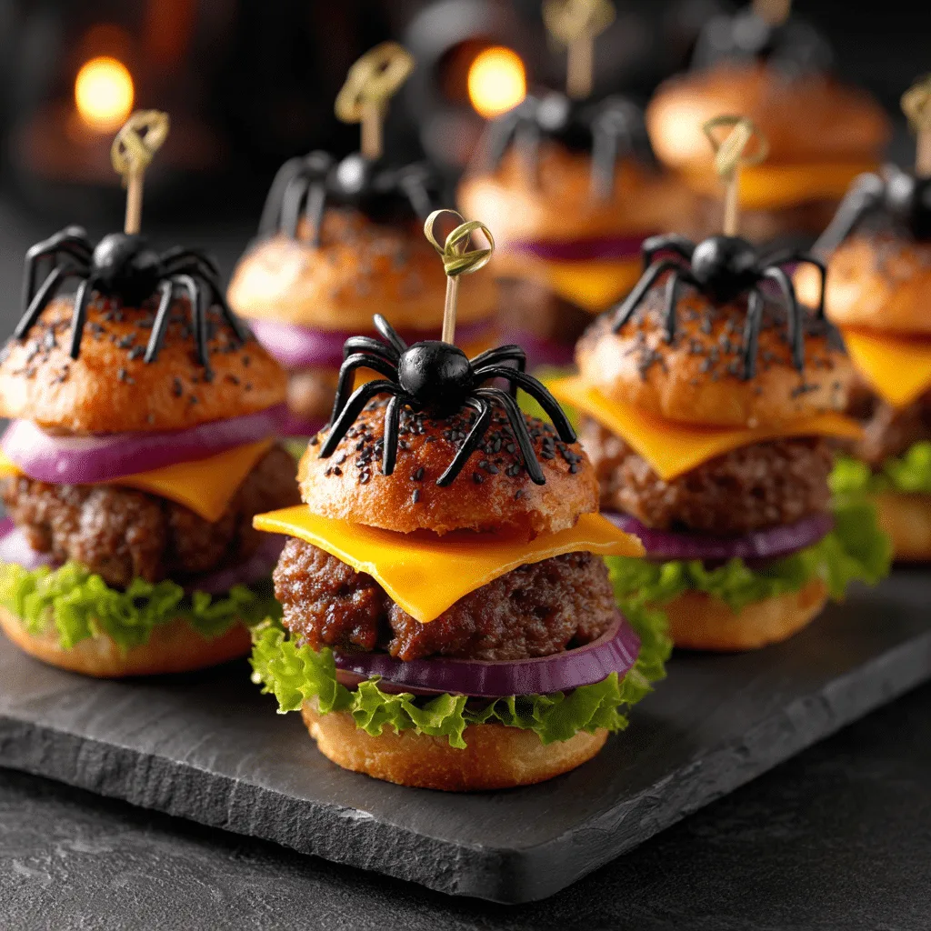 Wicked Mini Burgers with spooky Halloween toppers – Halloween Food for Party
