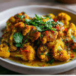 olorful keto crockpot curry with coconut sauce, bell peppers, broccoli, and fresh cilantro