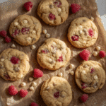 Raspberry crumble cookies with jam streaks and buttery edges