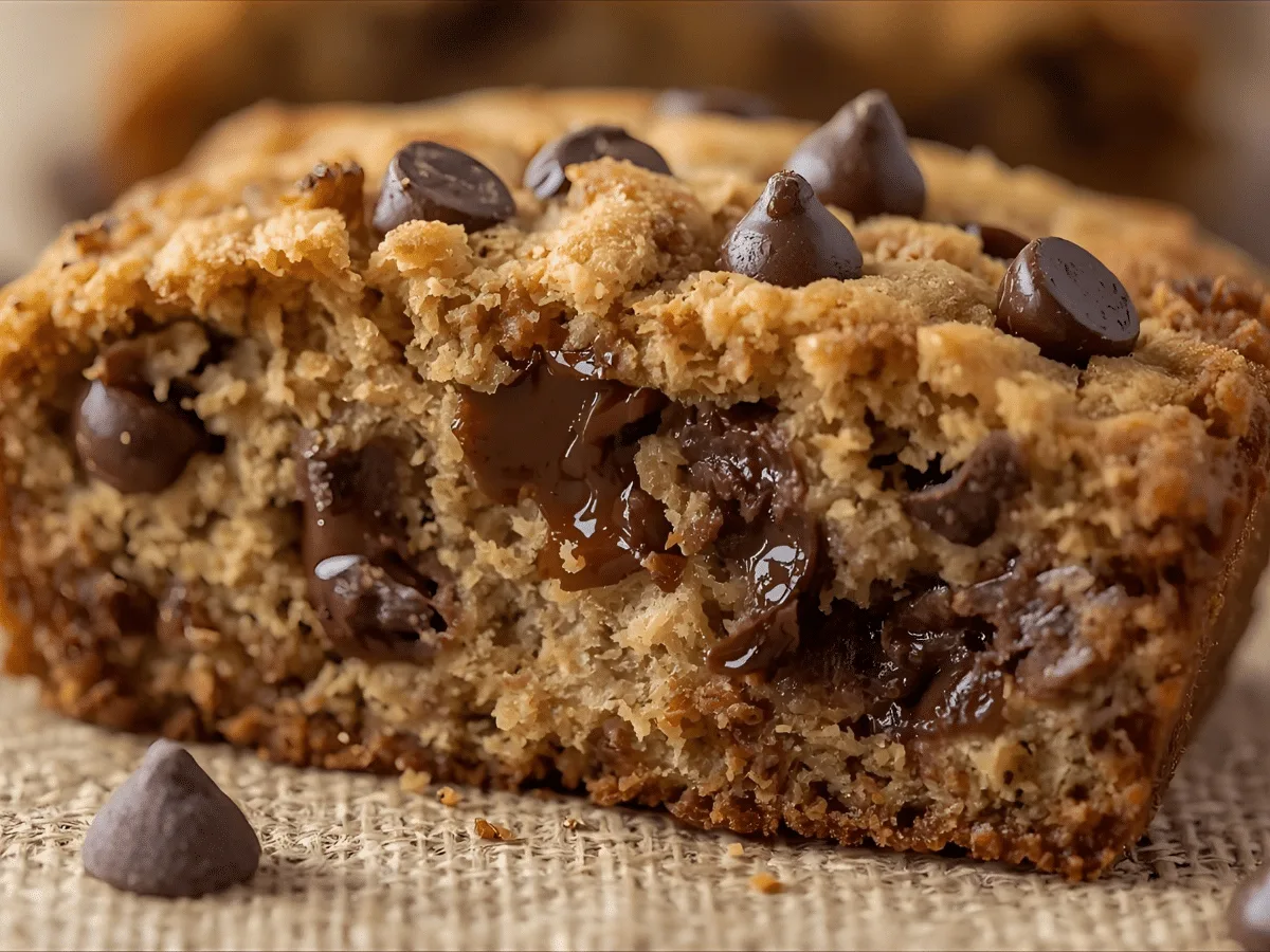 Ultra moist Chocolate Chip Banana Bread loaf with melty chips on rack, one-bowl Easy Banana Bread Recipe​