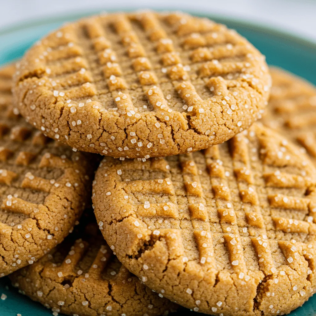 Peanut butter cookies with fork marks on plate