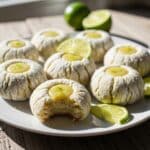 Alt: Best key lime cookies recipe with cream cheese and lime zest on graham cookies;