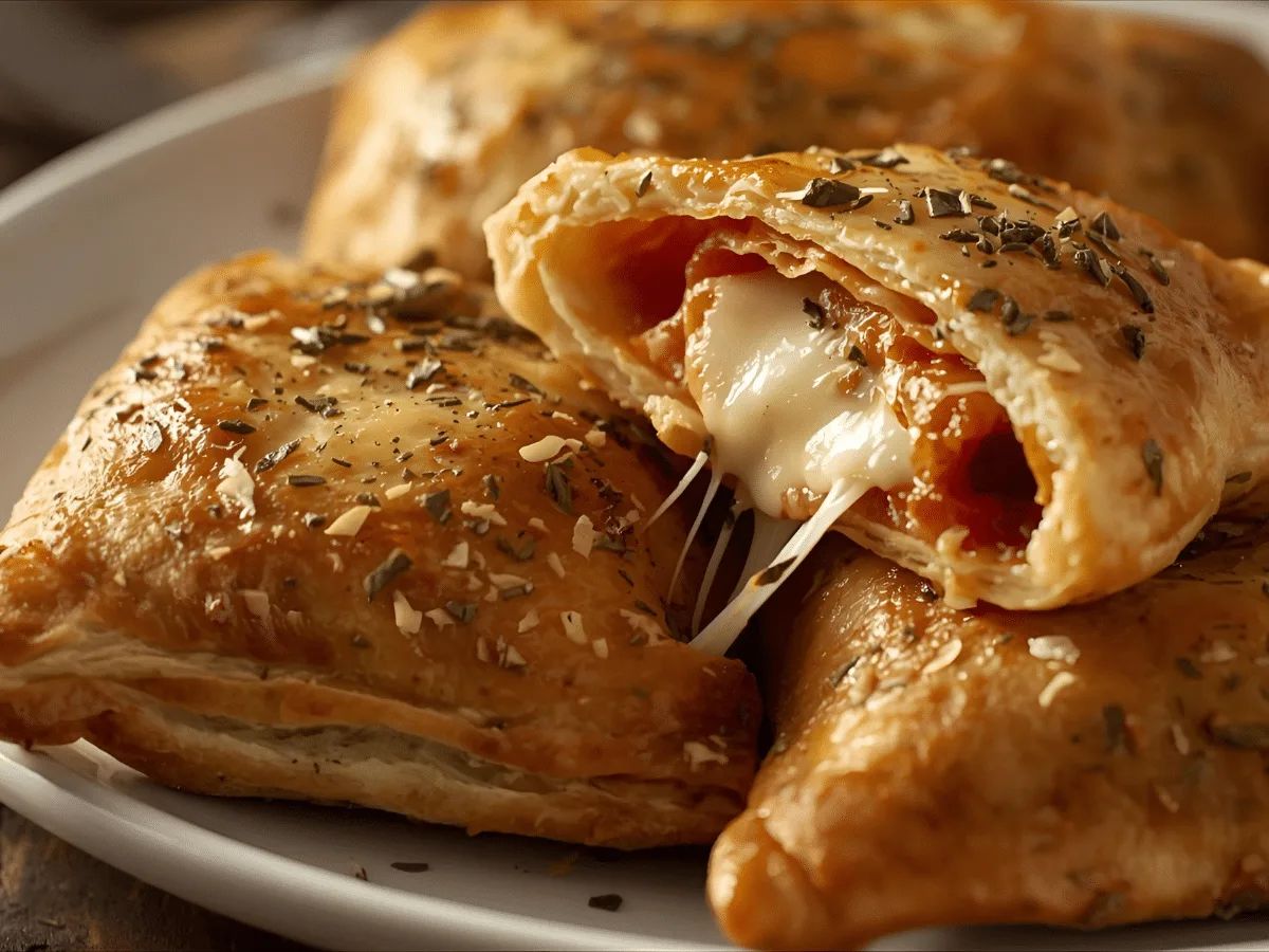 Crescent roll dough, pizza sauce, mozzarella, pepperoni, oregano, and tools arranged for pizza pockets.
