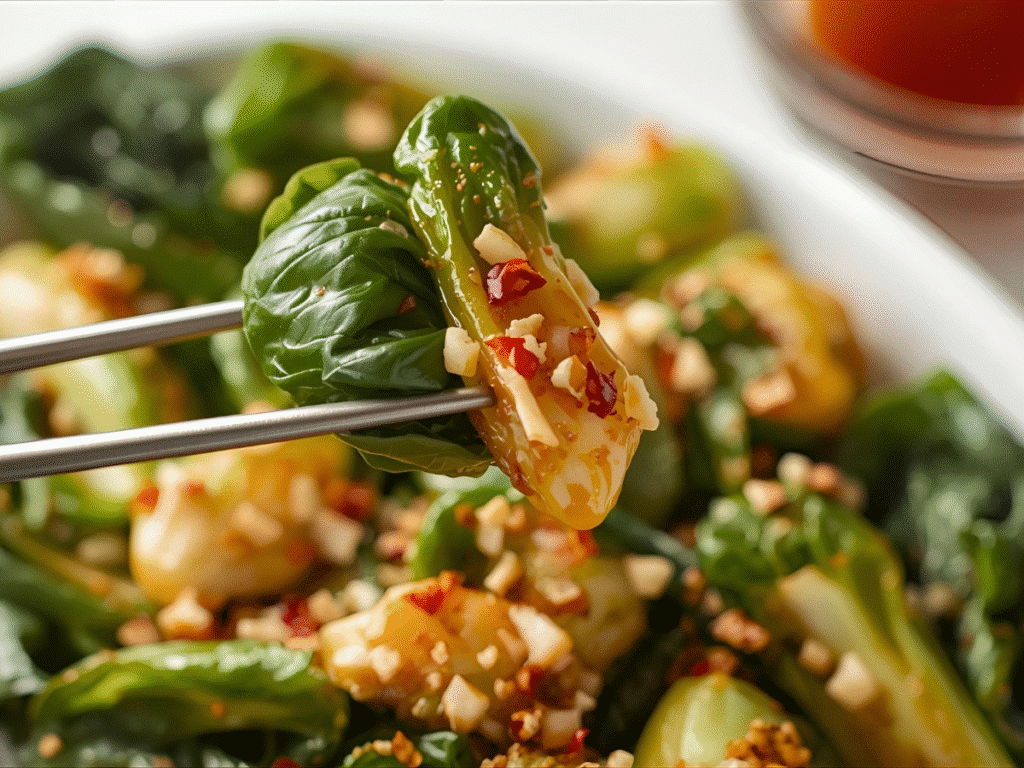 Alt: Bokchoy stir fry with garlic, soy, ginger; 