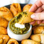 Antojitos pinwheels plated with chopped green onion garnish; best appetizer recipes pick.