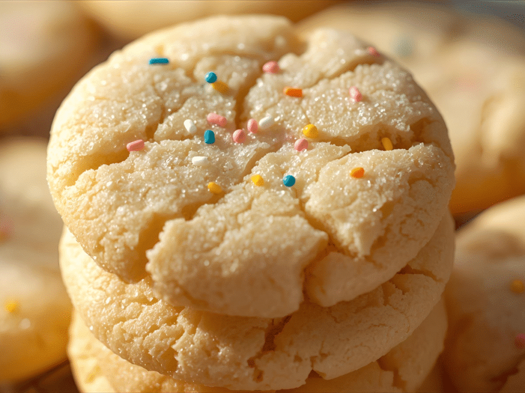 sugar cookies: Quick 3‑ingredient sugar cookies with crisp edges on parchment.​ 