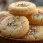 Tender sugar cookies with sugar‑rolled tops and pale centers.​