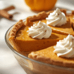 Pumpkin pie without the crust, glossy custard and cinnamon sprinkle.​