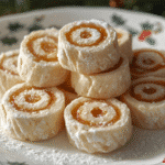 Alt Text: Potato candy pieces lined up on ceramic serving platter with shadows