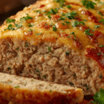 Rustic Garlic Parmesan Chicken Meatloaf with fresh parsley