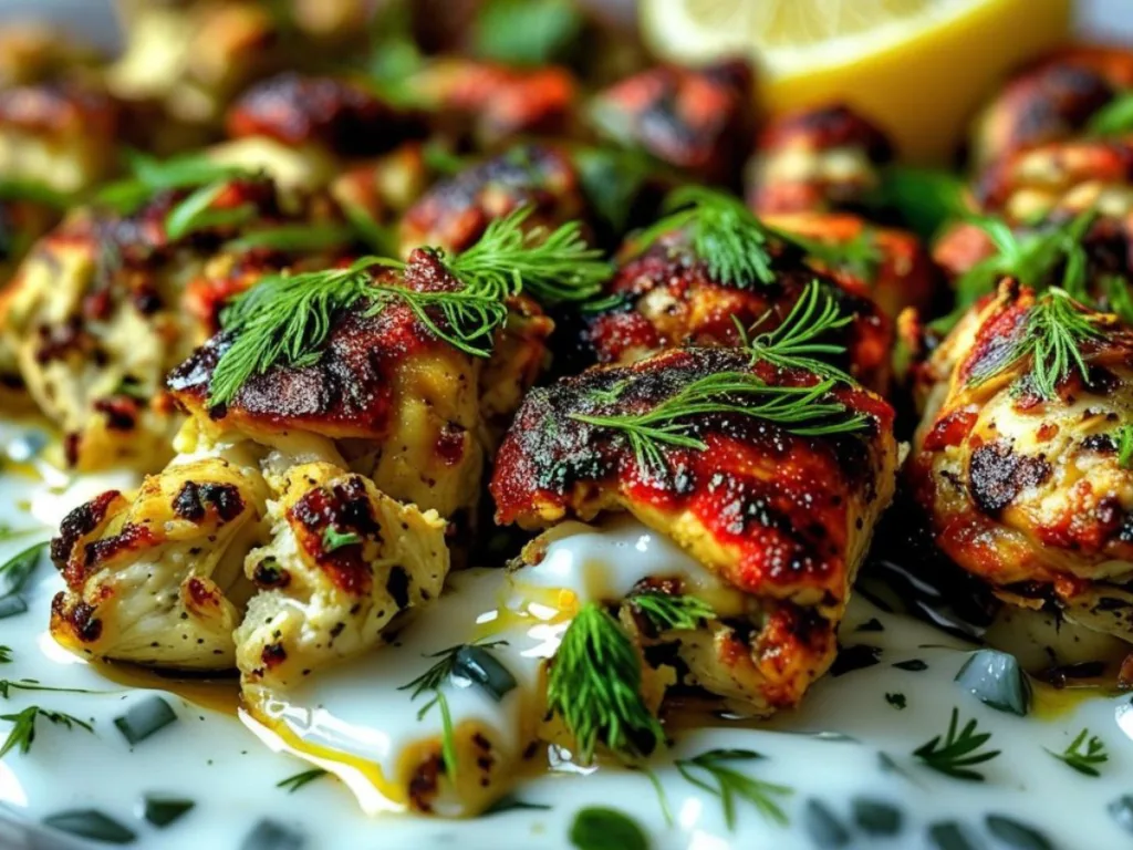 Keto Chicken Shawarma with Yogurt Sauce bowl