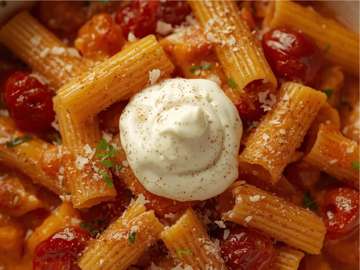 Creamy tomato garlic pasta bowl