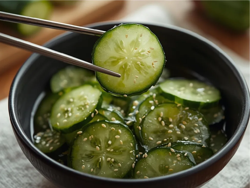 Crisp Japanese Cucumber Salad with sesame seeds