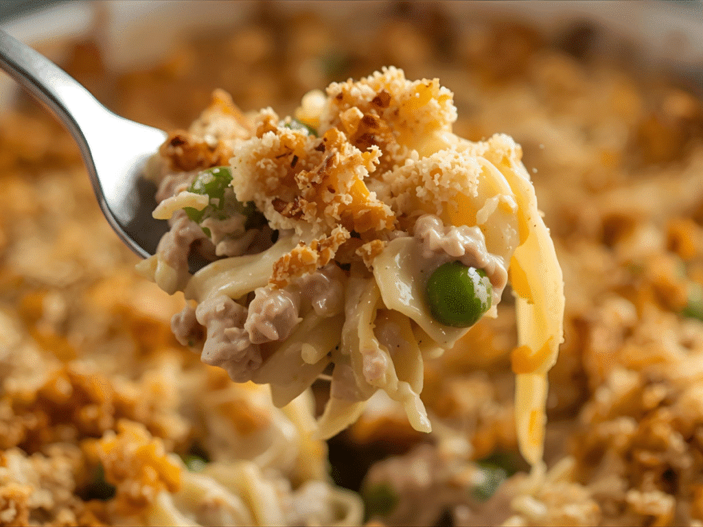 Cheesy Tuna Noodle Casserole scoop.