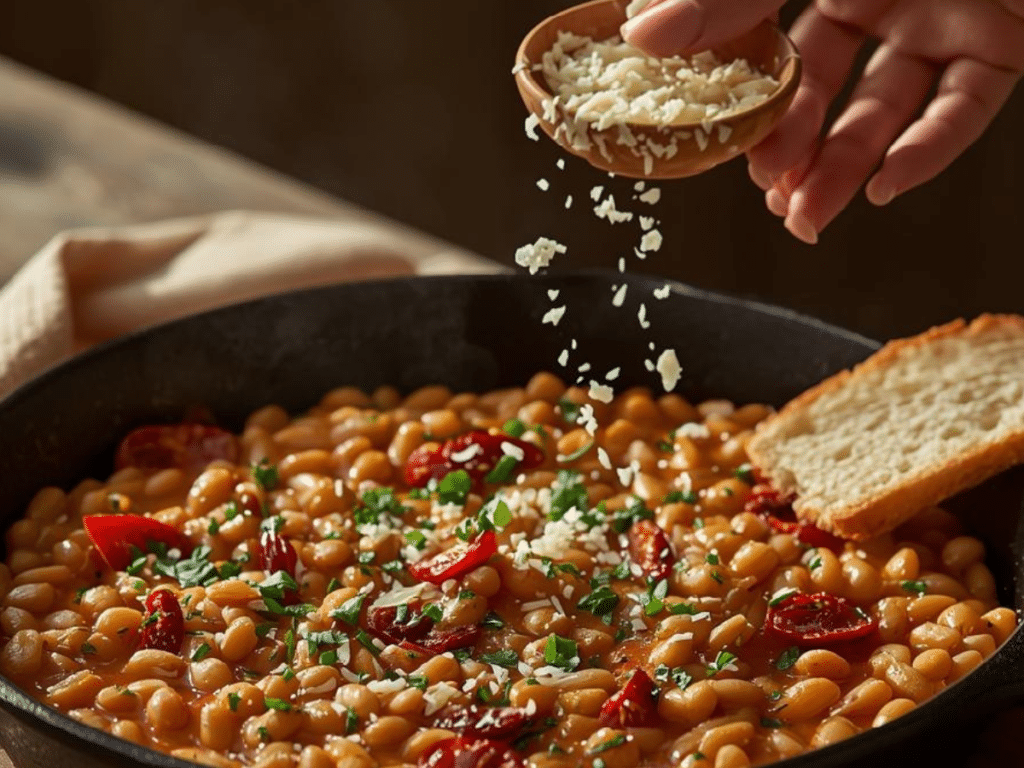 One pan Tuscan beans with creamy sauce