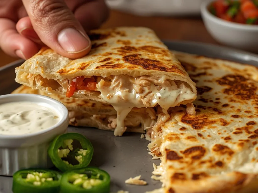 Low carb ranch chicken quesadilla overhead