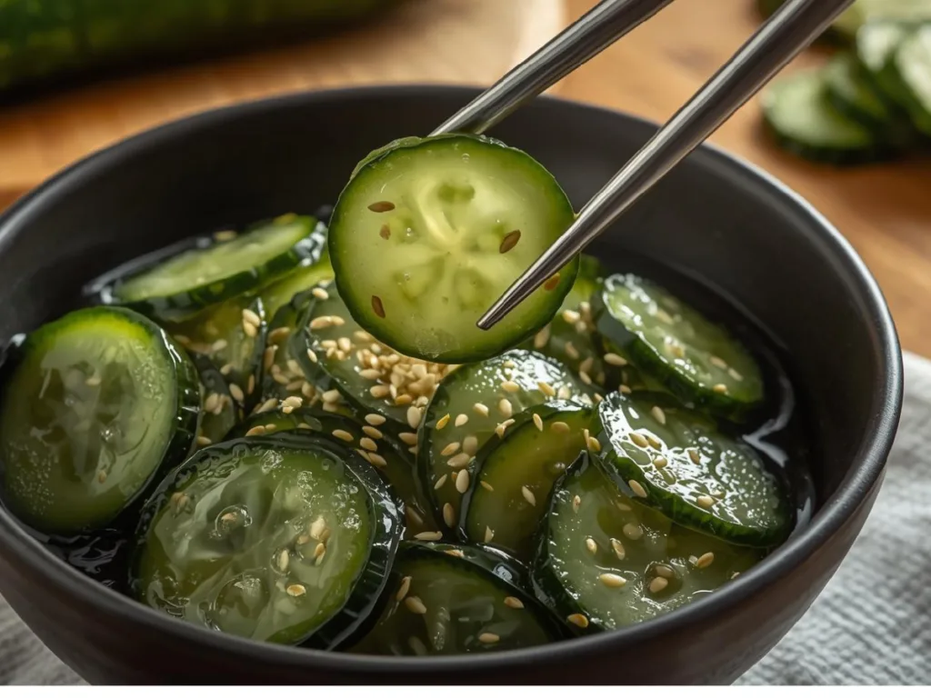 Thinly sliced Japanese Pickled Cucumbers
