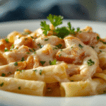 Alt="Ingredients for homemade chicken alfredo rigatoni