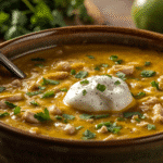 Slow cooker green chili soup crockpot meal prep containers.