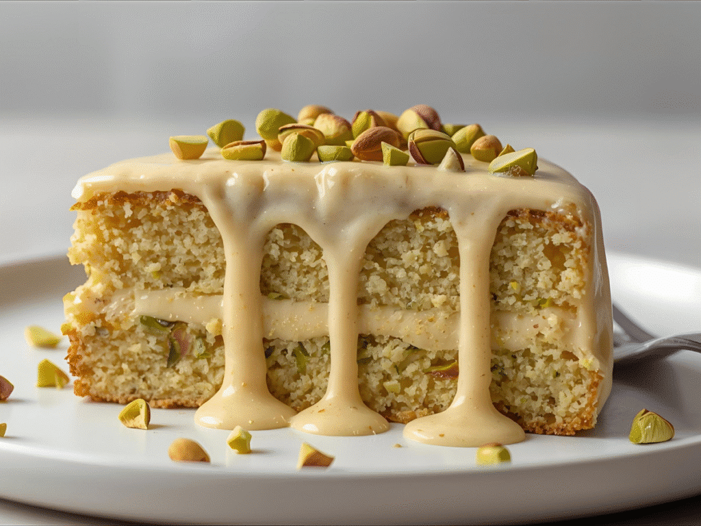 , Dairy Free Tres Leches with Pistachios, 