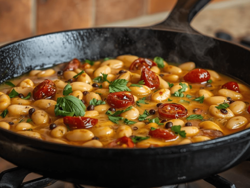 Marry Me Butter Beans with fresh basil