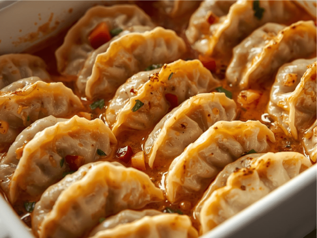 Healthy baked dumplings vegan with hidden veggies. 