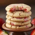 Alt Text: Homemade Strawberry Cheesecake Cookies arranged on a cooling rack, showcasing these Cute Sweets To Make for an Easy Holiday Cookies event.