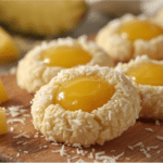 V3: Alt: Pineapple Coconut Thumbprint Cookies on a cooling rack.