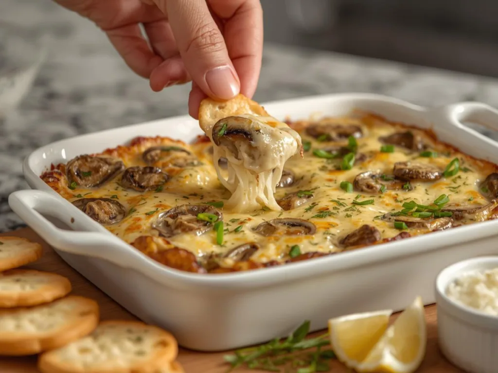 Baked Mushroom Dip in skillet