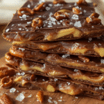 Salted Caramel Pretzel Bark served in a white bowl.