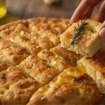 Rustic Rosemary Sourdough Focaccia topped with fresh herbs and sea salt, a delicious Garlic Foccacia Sourdough Bread variation for family meals.