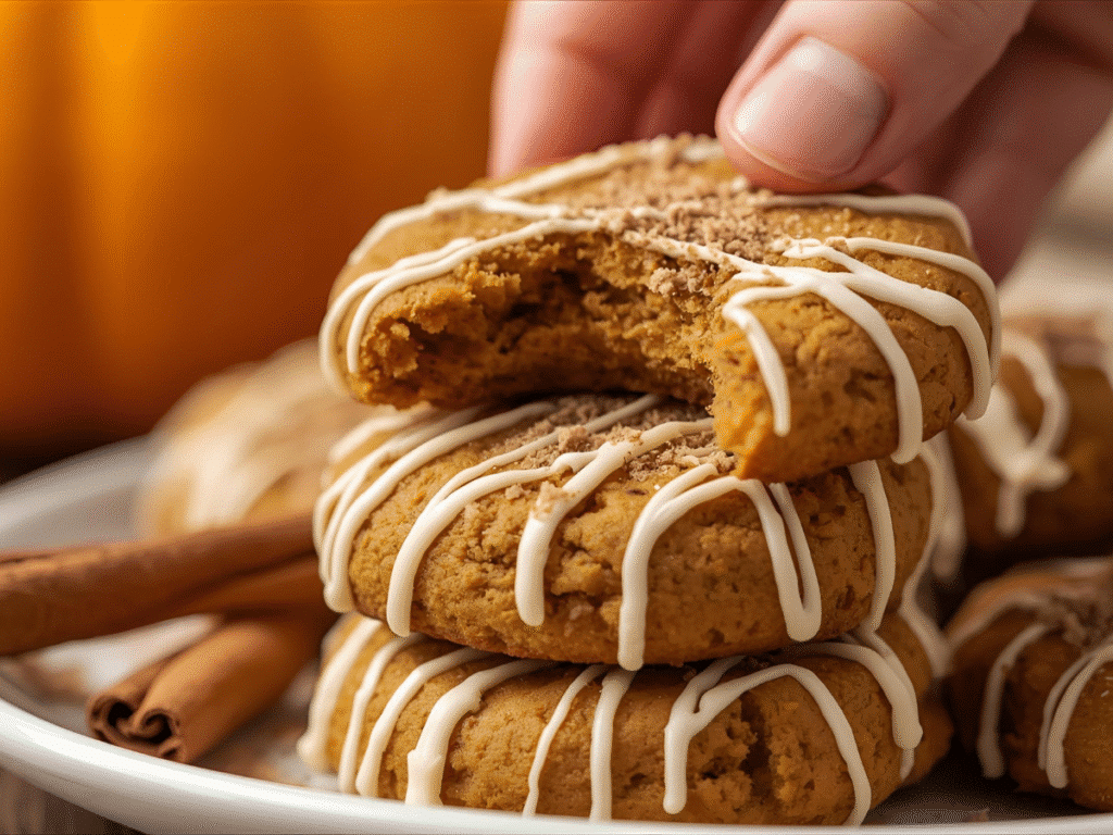 Tray of baked Pumpkin Streusel Cookies.