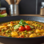 Vegan Gluten Free coconut lentil curry close-up.