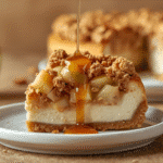 Version 4: alt="Caramel Apple Crisp Cheesecake slice",