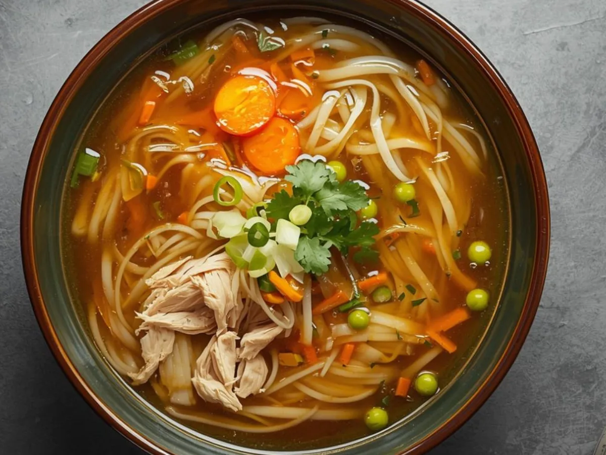 Cozy Ginger Garlic Chicken Noodle Soup bowl