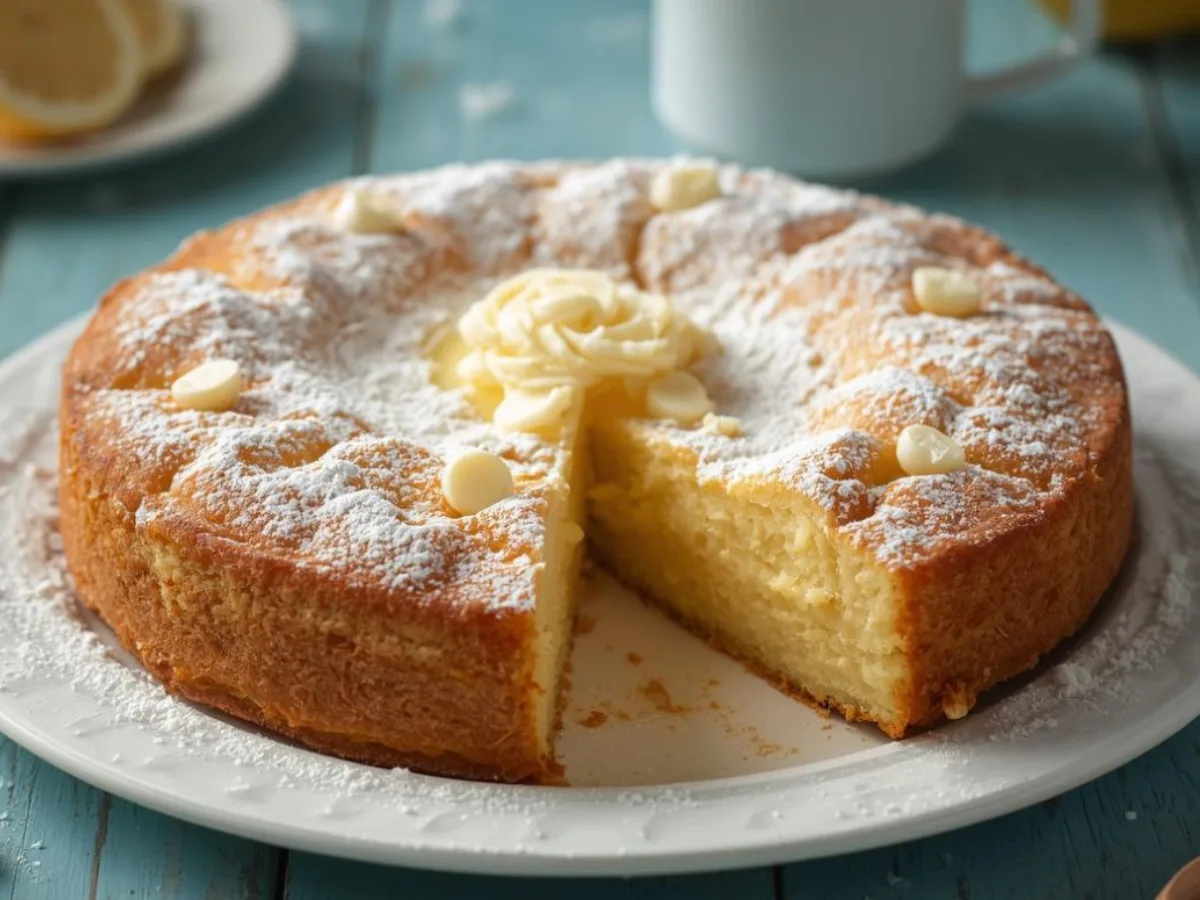 A top-down view of a One-Bowl Lemon Dessert sliced into neat squares, highlighting the Soft Lemon Dessert Recipe texture and fresh zest.