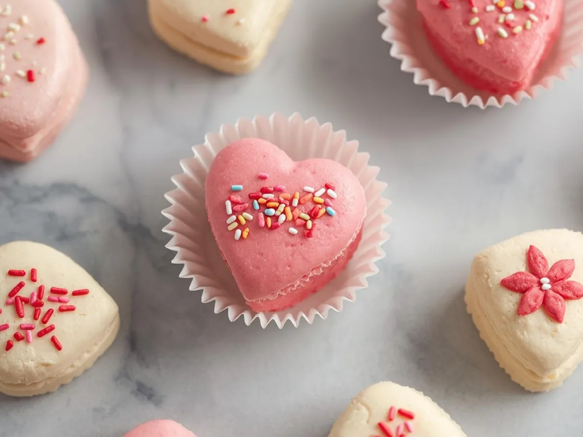 Creamy pink Valentine Hearts Fudge on a rustic wooden board.