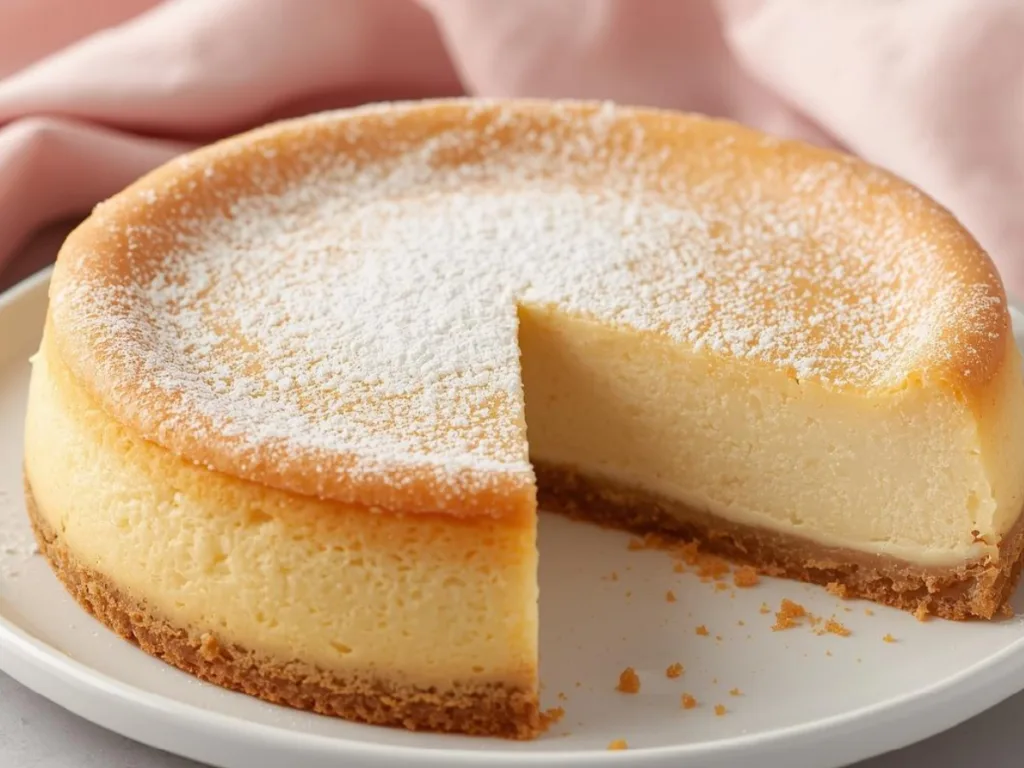 Soft custard cake recipe in pan.
