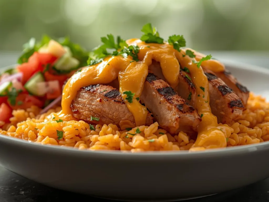 Cheesy chicken and rice with Mexican spices.