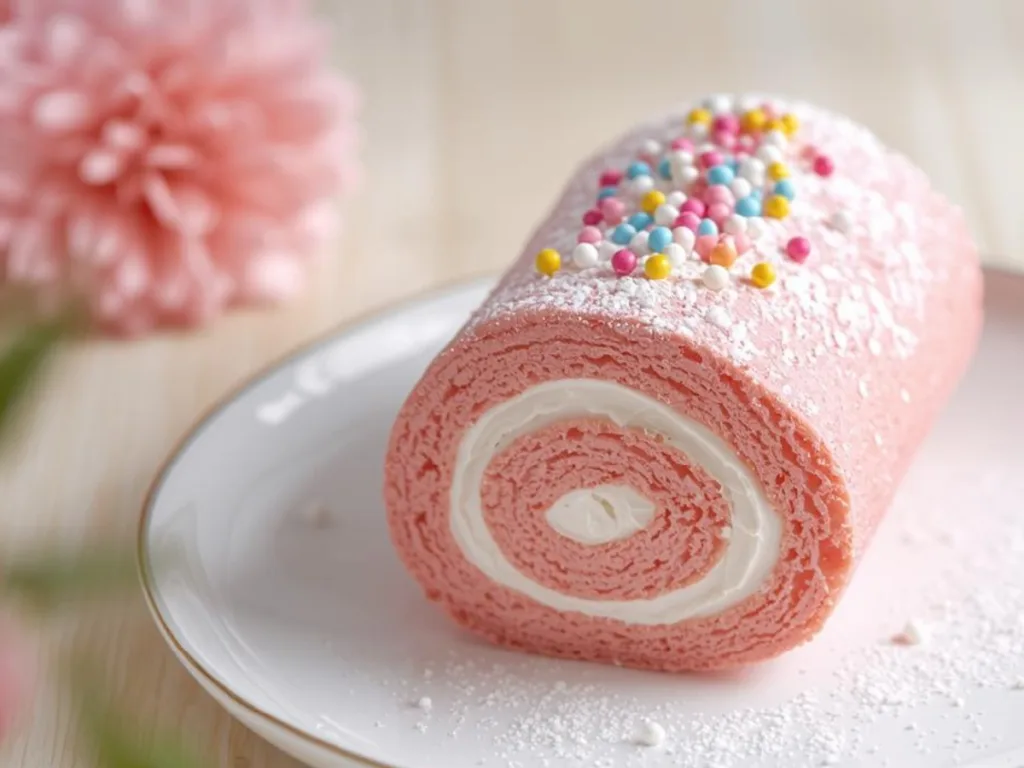 Soft Japanese Cotton Candy Swiss Cake Roll dessert.