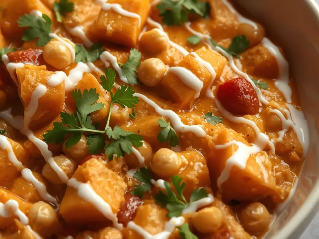 Spicy Sweet Potato Chickpea Soup style curry.