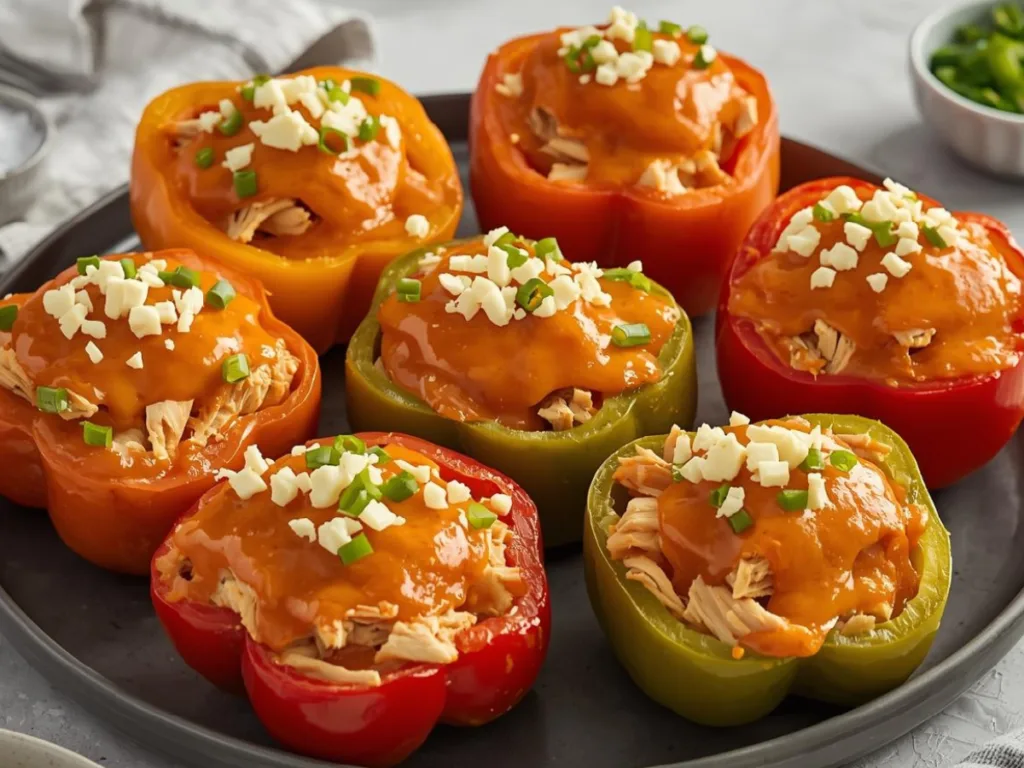 Creamy Buffalo Chicken Stuffed Peppers;