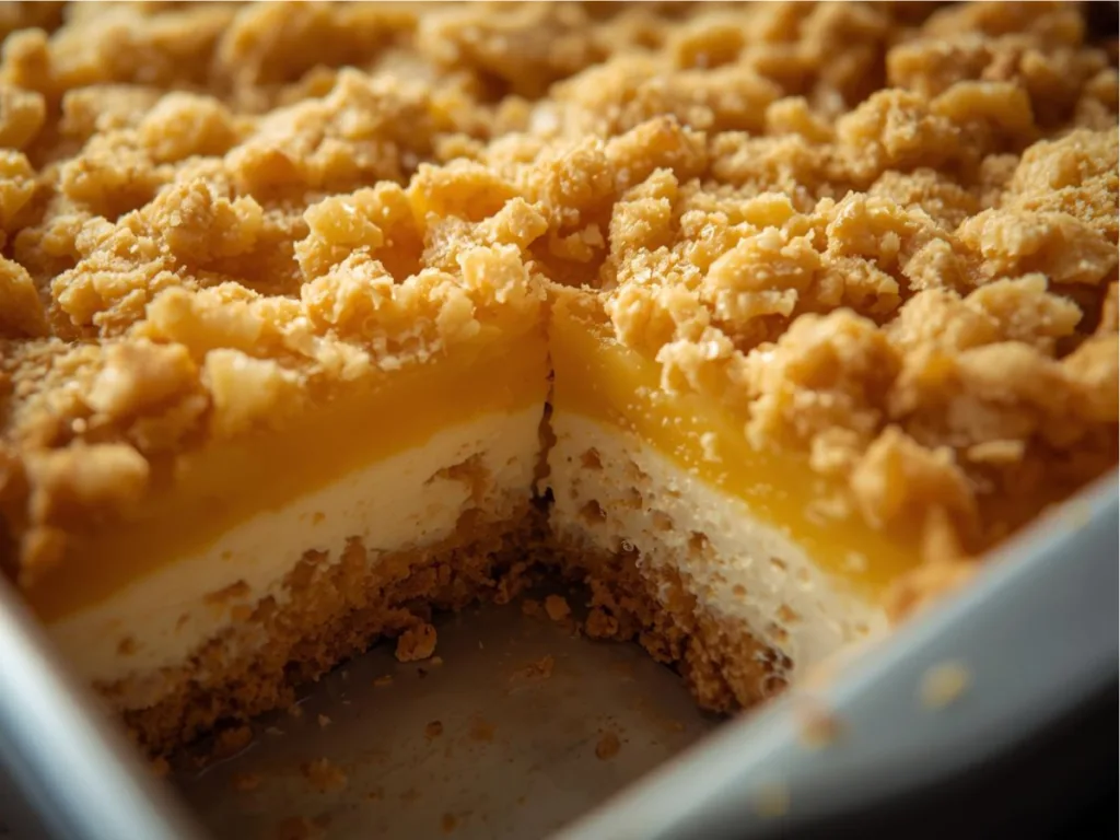 Sliced Lemon Cheesecake Dump Cake