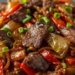 Ingredients for Pepper Steak with Bell Peppers and Onion