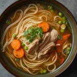 Asian broth soup noodle bowls with ginger