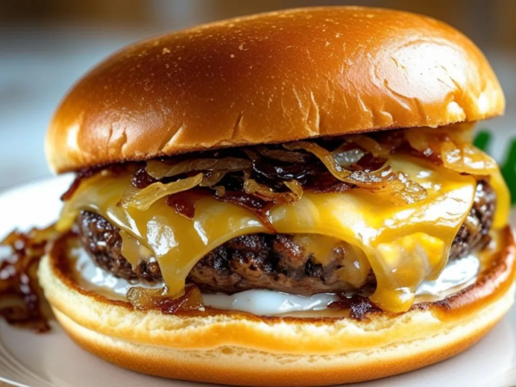 Fried onion burgers Oklahoma style on brioche buns.