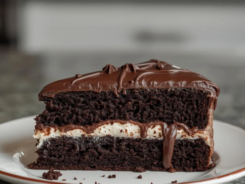 Ring Ding Cake with chocolate glaze.