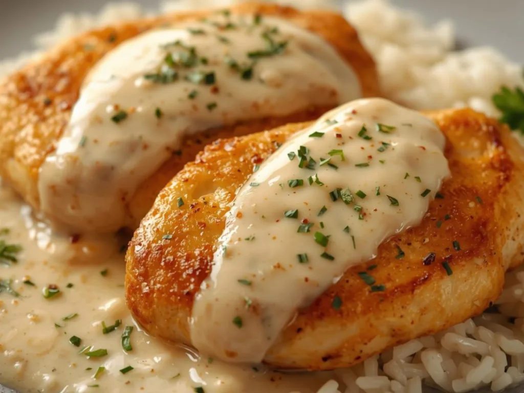 Herb-infused chicken dish.